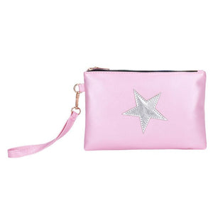 Women Fashion PU Leather Star Pattern Zipper Clutch Bag